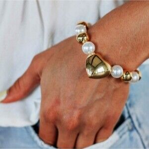 Wild Oak Boutique In My Feelings Stretch Heart Beaded Bracelet #NWOT in Orig Pkg